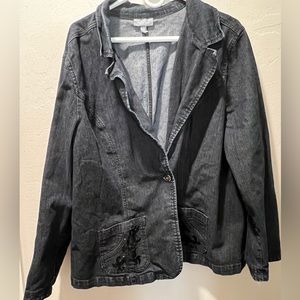 26/28 Black Jean Jacket Embellished in the front